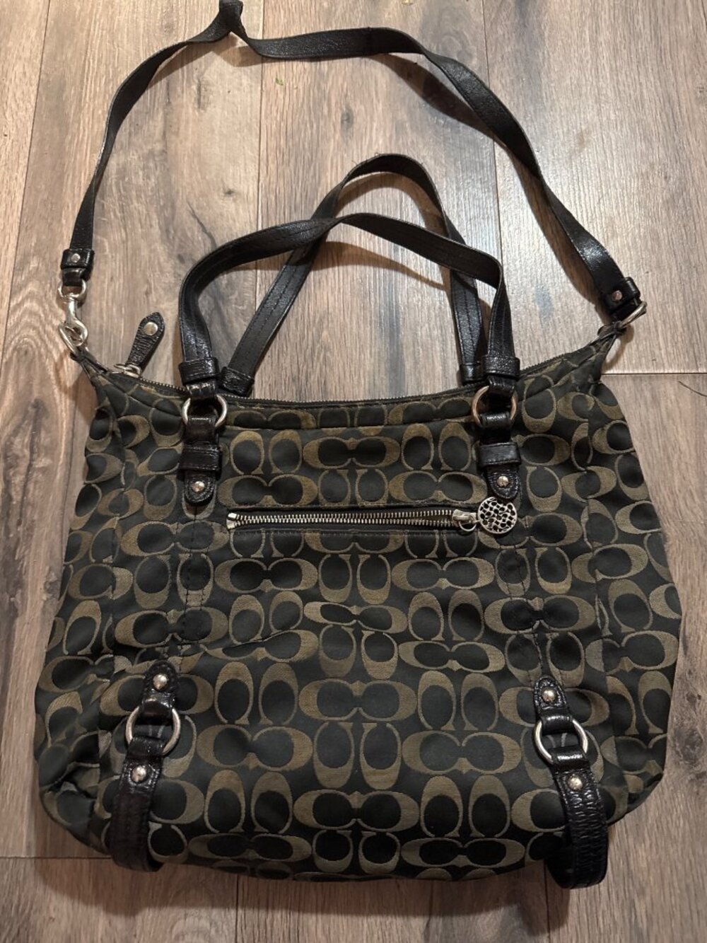 Coach Alexandra Signature C Satchel Black/Gray Jacquard Shoulder & Crossbody Bag